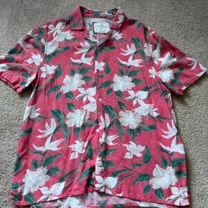 Hollister Boxy Fit Floral Camp Shirt Pink Tropical Size S